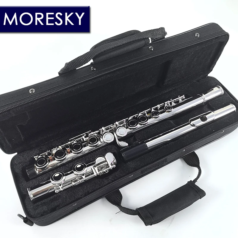 MORESKY Flute16 Close Holes C Key Nickel Plated Concert with E key