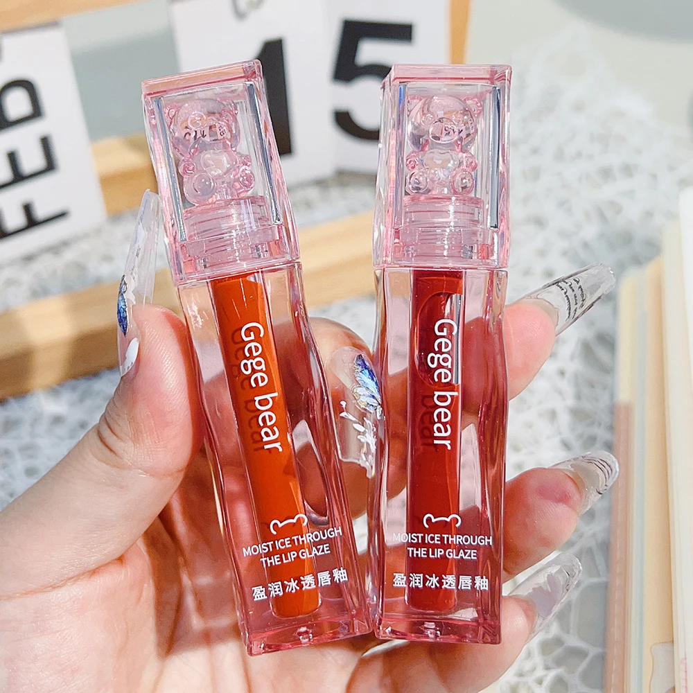 Chá vermelho e rosa impermeável hidratante líquido batom, espelho tingimento Lip Gloss, longa duração lip matiz, coreano maquiagem cosméticos, 1pc