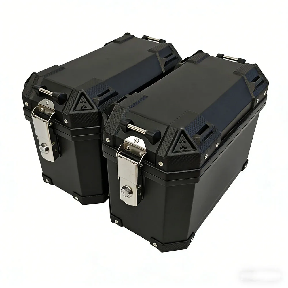 Universal Motorcycle Hard Side Pannier Boxes 30L Waterproof Hard Saddlebags Durable Aluminum PP Construction with Lock
