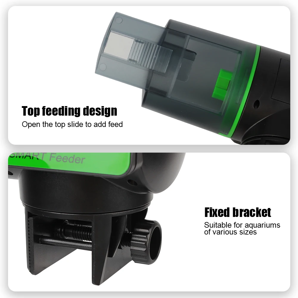 Adjustable Automatic Fish Feeder Aquarium 200ML Fish Feeder Tool 2 in 1 Manual and Smart LCD Display