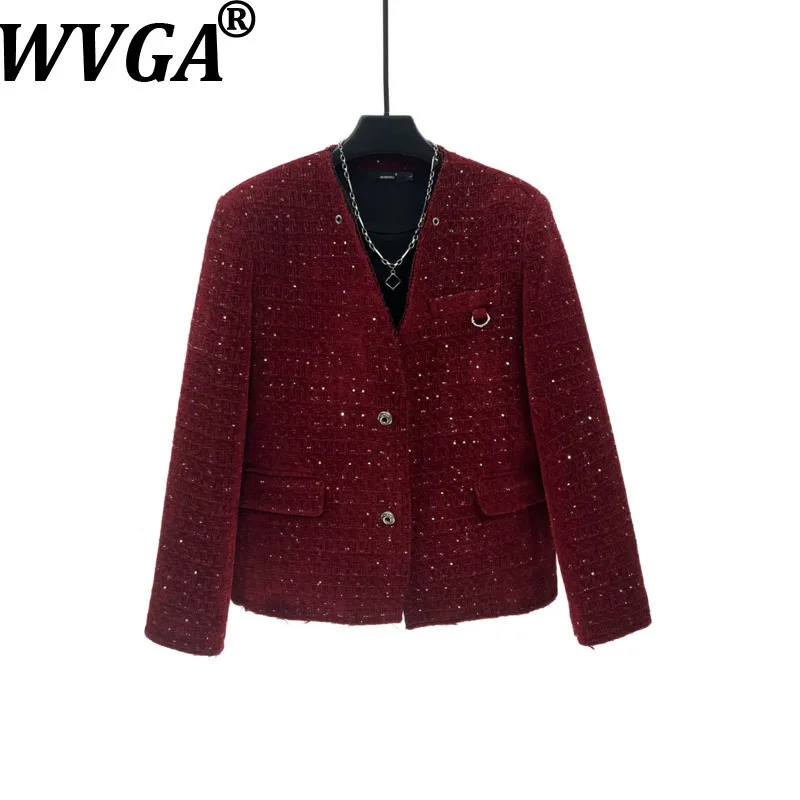 WVGA spring autumn new men tide Sequin trendy Short Jacket niche chic casual Korean Version Trendy Frayed Collarless coat W19775