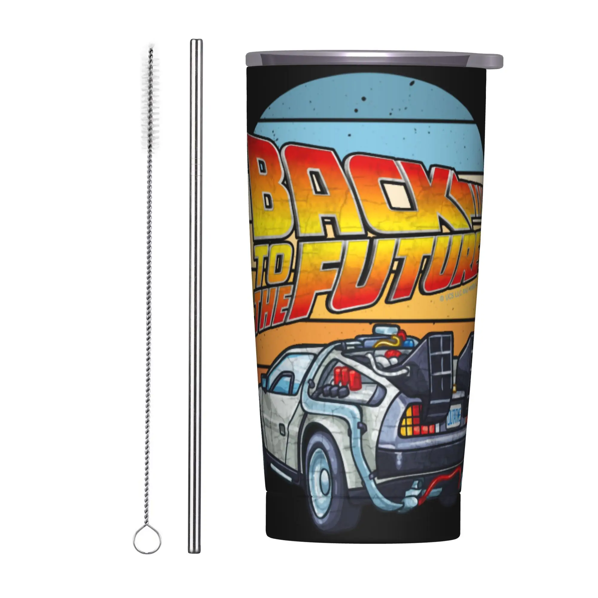 

Back To The Future Tumbler Vacuum Insulated Spill Proof Travel Coffee Mugs Tags Water Bottle 20oz