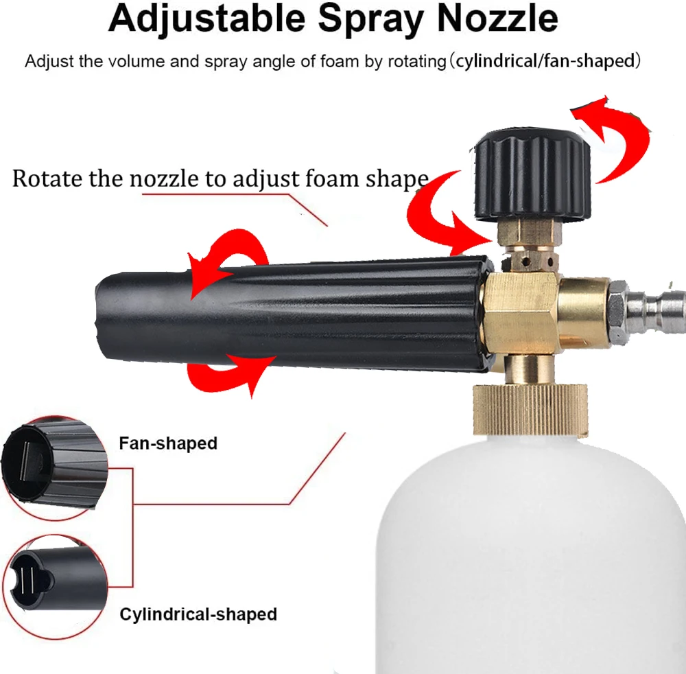 1L Snow Foam Lance Car Foam Cannon Pressure Washer Jet Wash Quick Release Adjustable Nozzle Foam Dispenser for Pressure Washer