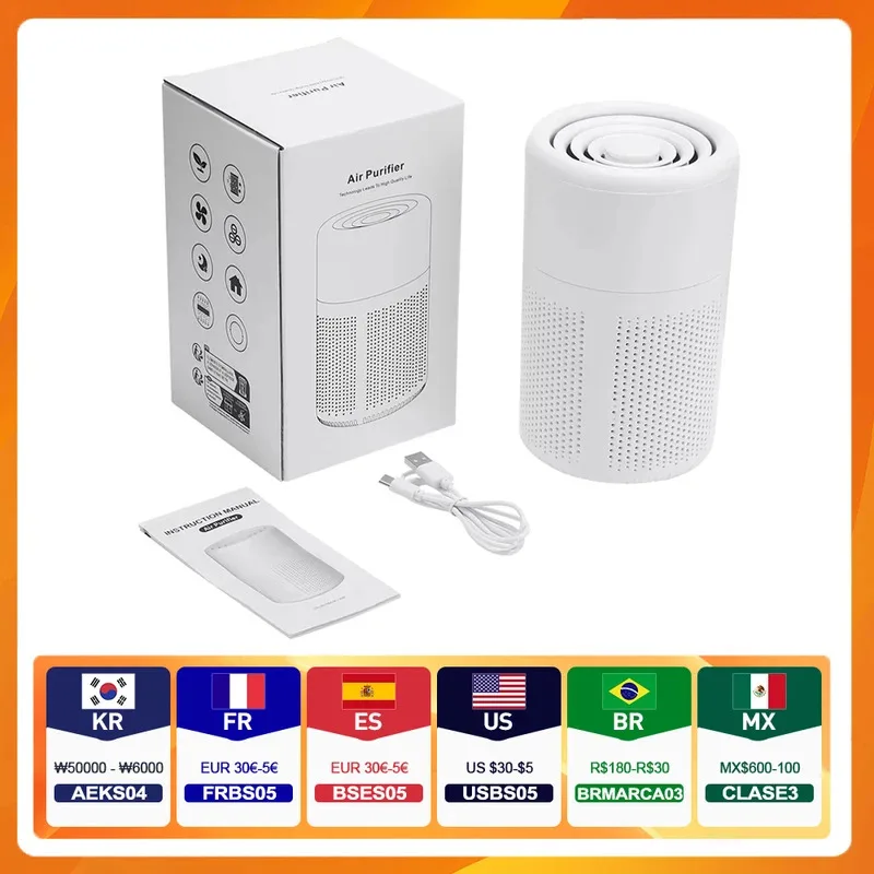 منقي هواء منزلي منقي هواء محمول منقي هواء صغير لسطح المكتب مع فلتر HEPA معطر هواء منقي هواء للمكتب المنزلي #6