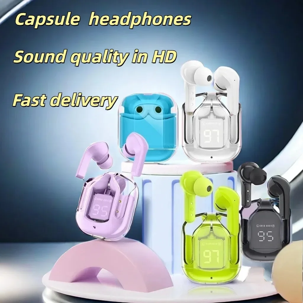 Air31 TWS Display digitale trasparente Auricolare Bluetooth 5.3 Sport Gaming Cuffie con cancellazione del rumore per cuffie Android e iPhone