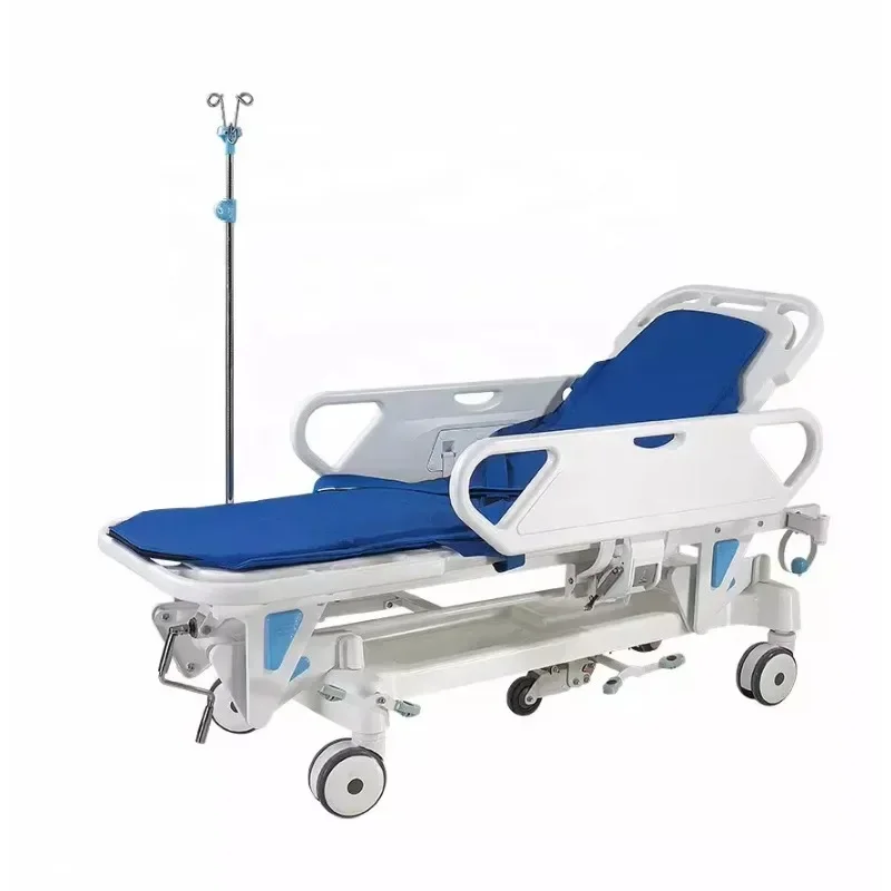 Medical emergency bed patient hydraulic folding stretcher ambulance with spinal plate
