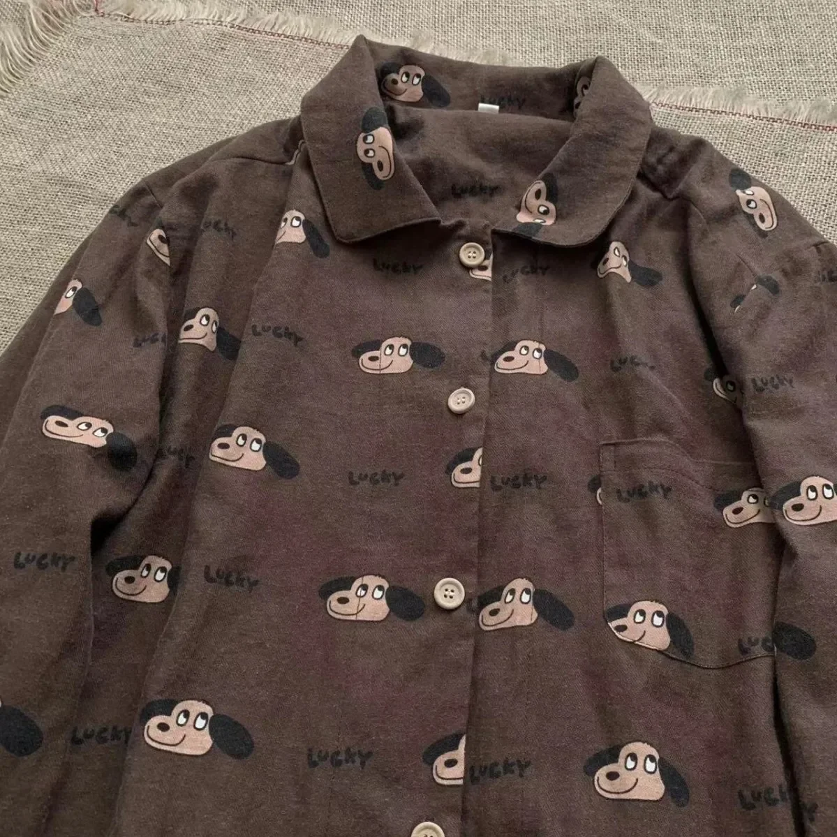 

Autumn Winter 100% Cotton Sleepwear Cartoon Print 2Pcs Long Sleeve Pijamas De Mujer Homewear Lady Casual Nightwear Outfit