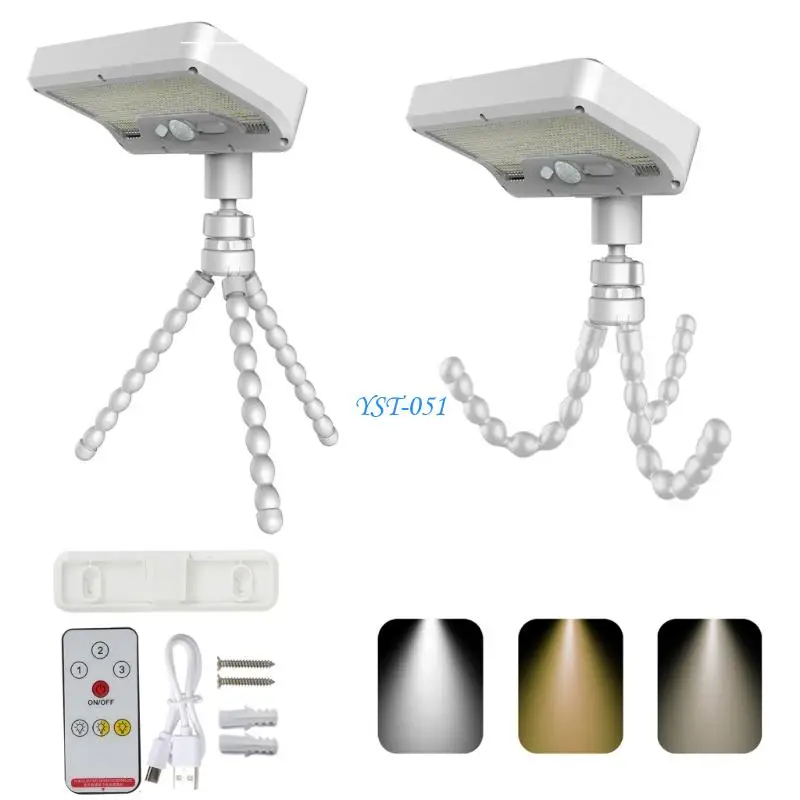 E15A Pack of 2 Outdoor Solar Powered Clip On Lamps ABS+PS Texture for Garden Pathway