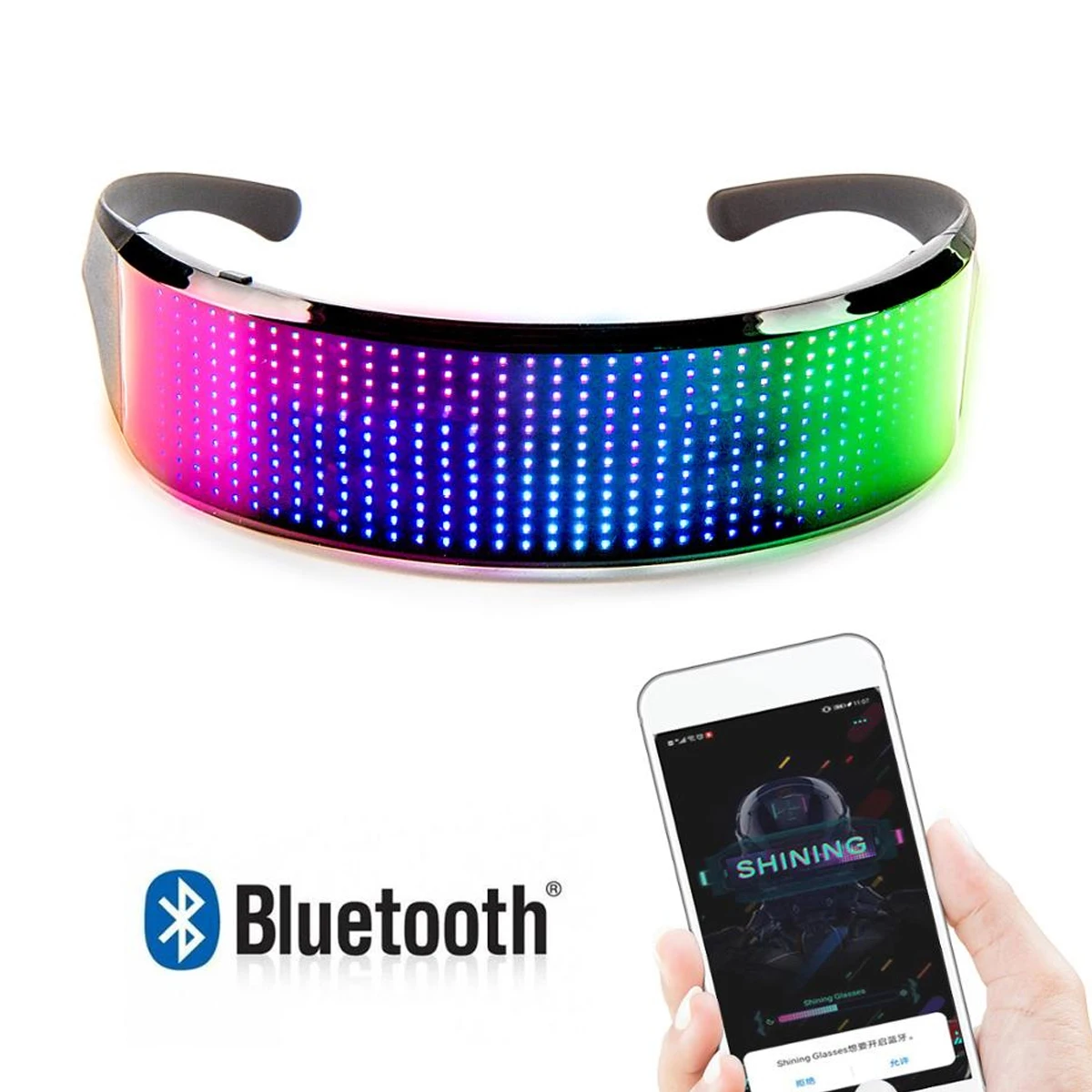 Bluetooth LED Display Glasses Programmable Text Animation USB Charging  DJ Holiday Party Birthday Children's Toys Novelty Gifts