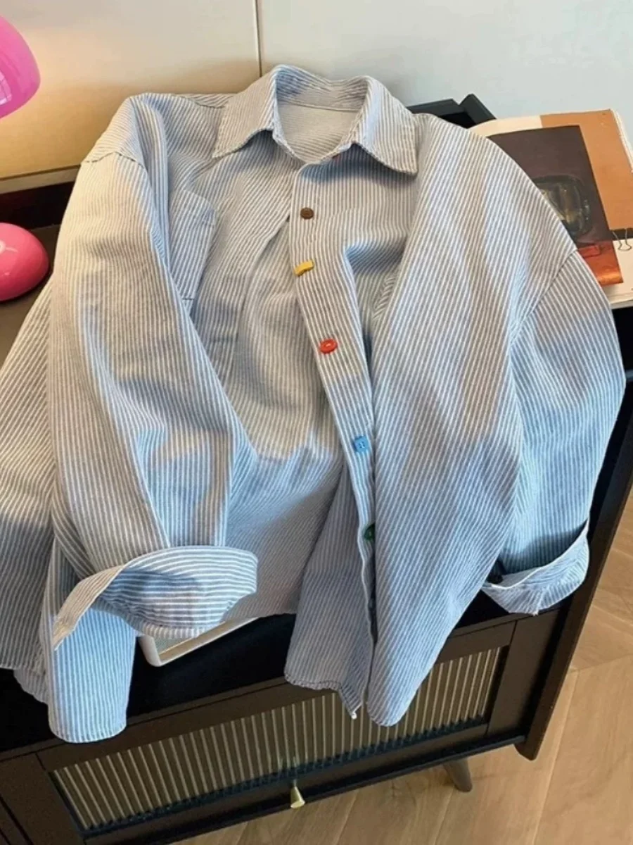 قمصان نسائية بأكمام طويلة من القطن المنقطة مريحة مناسبة للإجازات الأنثوية الرومانسية الأنيقة للشاطئ والربيع ملابس يومية مريحة #2