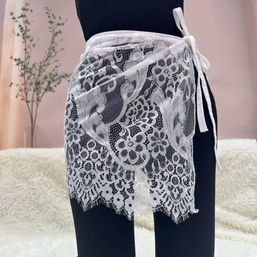 Sheer Lace​​ Lace Mini Skirt​​ ​​Adjustable Ties​​ Sexy Cover Up​​ Lolita Short Skirt​​ ​​Lightweight ​​Boho Design​​