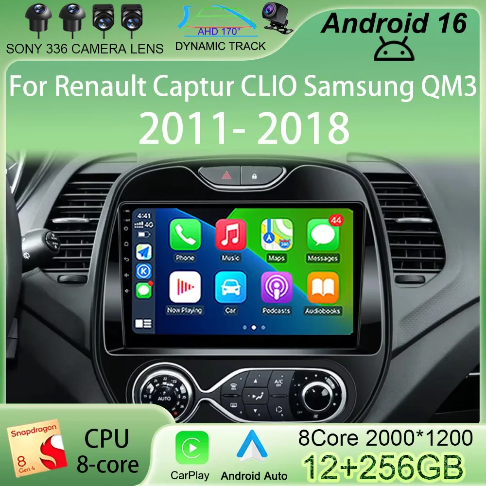 

Android 16 Auto Radio For Renault Captur CLIO Samsung QM3 2011 - 2018 Stereo Carplay GPS Navigation System NO 2 din DSP DVD HU