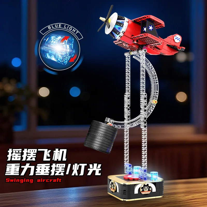 IN STOCK MOC Technical Gravity Swing Plane Building Blocks Assembling Gladiator Biplane Bricks Model Toys for Children Gift Set