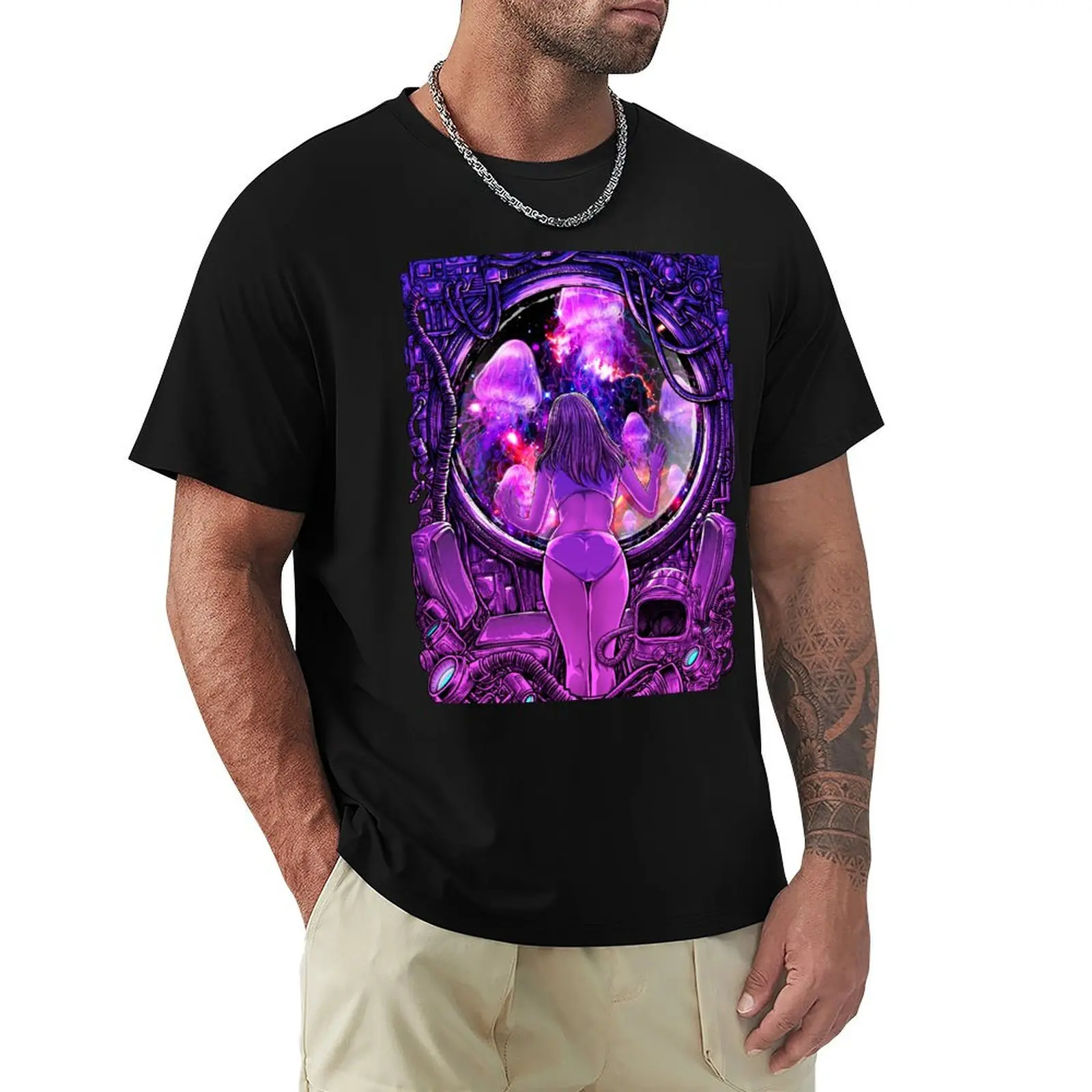 

A girl in purple room T-Shirt oversized graphic tee Louboutins basketball graphic tees summer tops Men's t-shirts