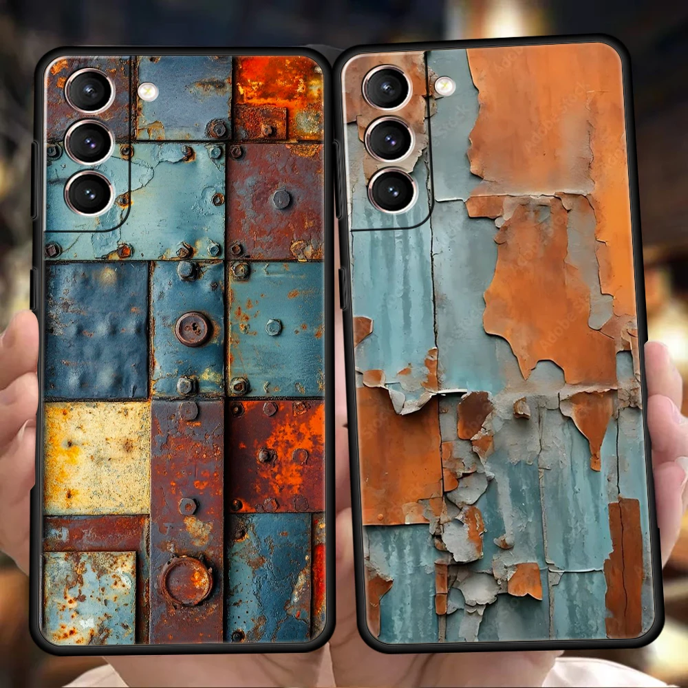 Phone Case Cover for Samsung Galaxy S25 S24 S23 S22 S20 S21 FE Ultra S25Edge S10 Soft TPU Vintage Industrial Style Rusty Pattern