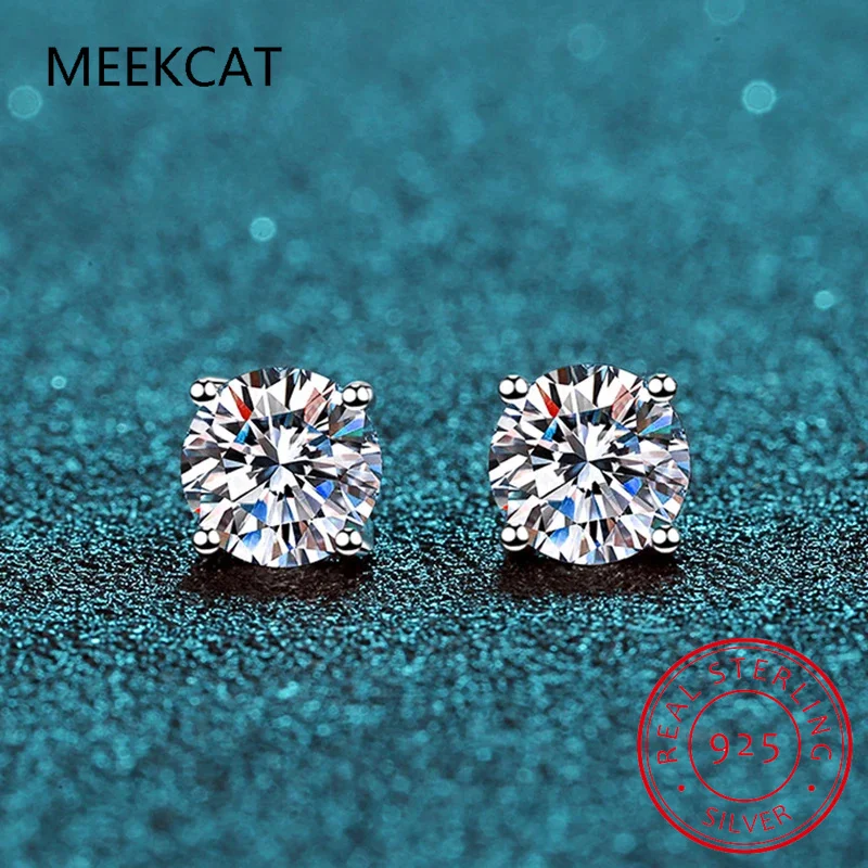 0.1-3CT Test Passed Moissanite Studs Earrings for Men Women S925 Silver Platinum Plated Bride Wedding Diamond Studs