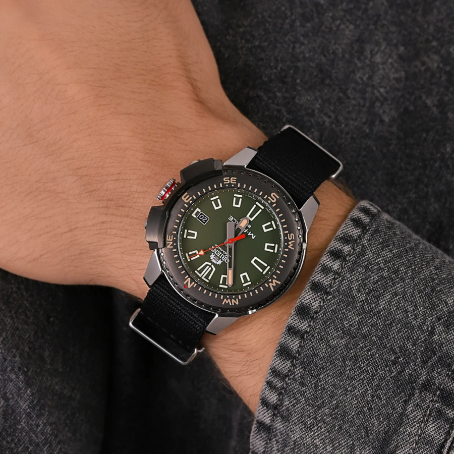 ساعة أورينت ساعة ميكانيكية أوتوماتيكية بالكامل للرجال، ساعة يد رياضية مضيئة مقاومة للماء بطول 200 متر