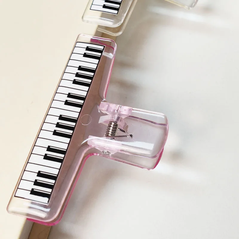 Clip de papel con patrón de Piano musical, Clip acrílico transparente, Clips de puntuación de Piano, carpeta de oficina, organizador de papel de prueba para estudiantes