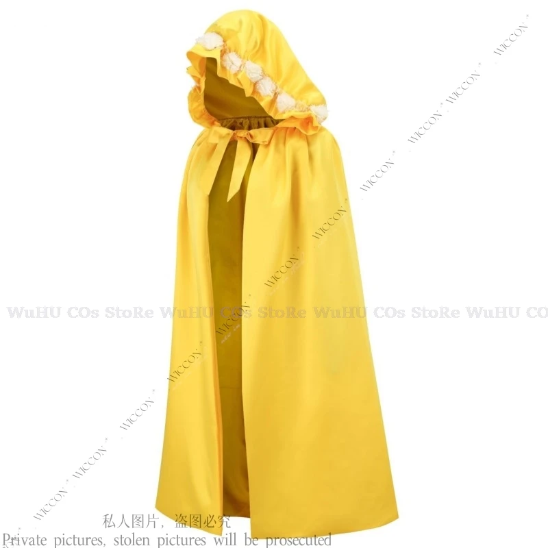 Princess Cloak Cosplay Halloween Party Role Play Woman Girl Cute Yellow Christmas Double Cape With Fringe Hat Kid Cos Anime