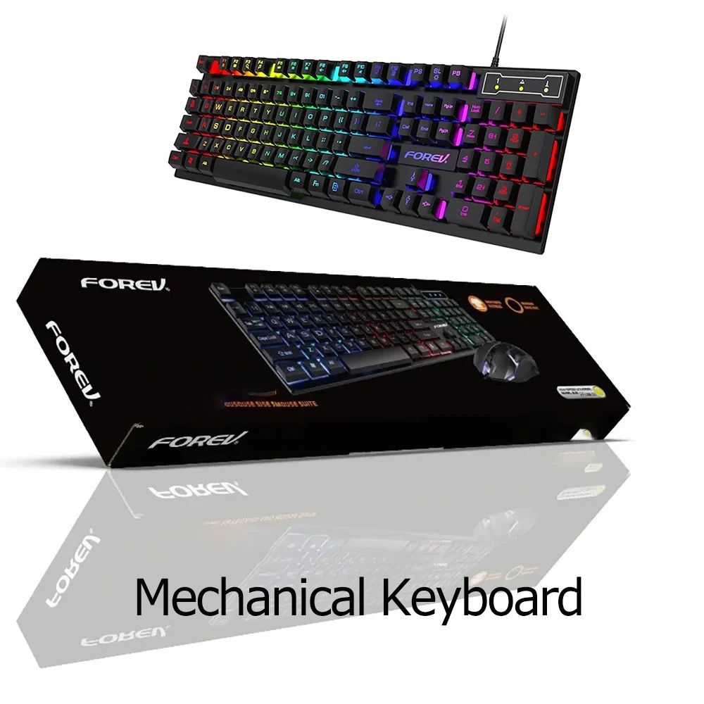 

Wired Ergonomic Mechanical Keyboard Gaming Keyboard Gamer Keyboard with Backlight USB RGB 104 Rubber Keycaps for PC Laptop GIfts