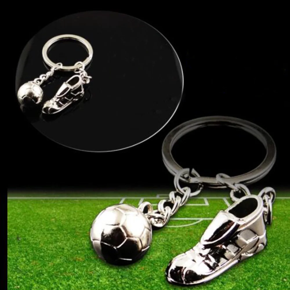 1PC Creative Soccer Shoes Keychain Metal Football Ball Keyring Bag Pendant for Sports Souvenir Metal Toy Football Accessories