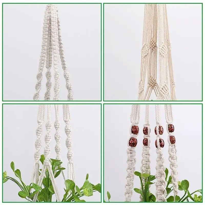 E8BD Elegant Woven Plant Hanging Net Flower Pot Hanger for Natural Home Plant Display