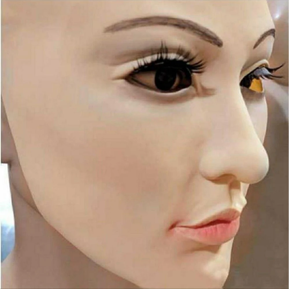 Realistic silicone Head Cover Cosplay Drag Queen Halloween Cross-dressing Mask Male to Female Full Head Mask Cos Masquerade