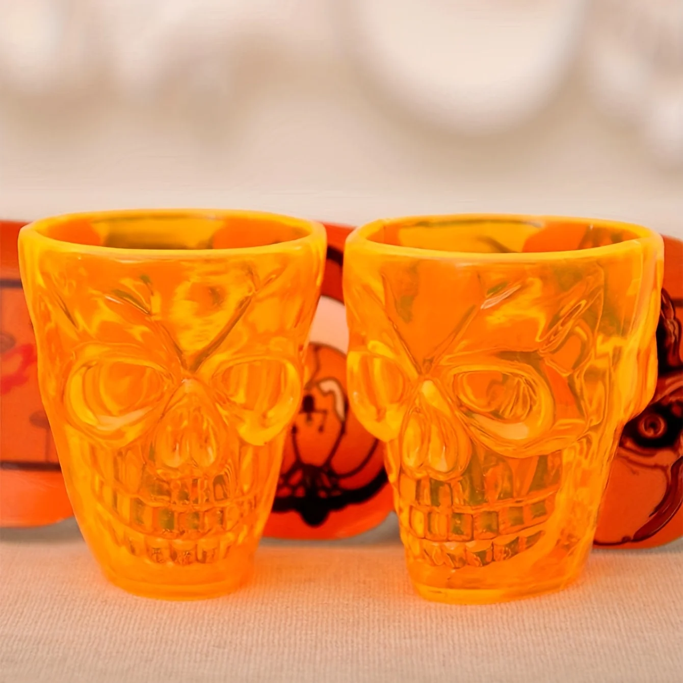 1pc Creative Transparent Orange Skull Print Mug, Plastic Funky Water Cup For Household