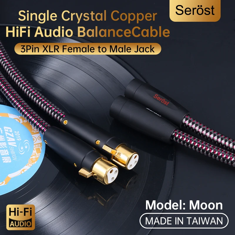 Serost Moon HiFi Audio OCC Single Crystal Copper XLR Balance Cable Female to Male Jack for Decoder Machine Amplifier Speaker
