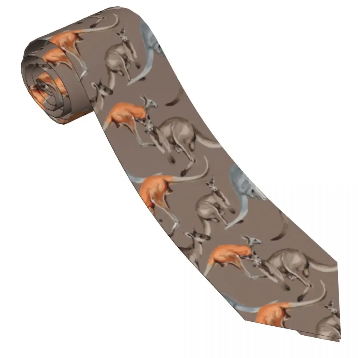 Mens Tie Classic Skinny Kangaroo Wild Animal Neckties Narrow Collar Slim Casual  Gift