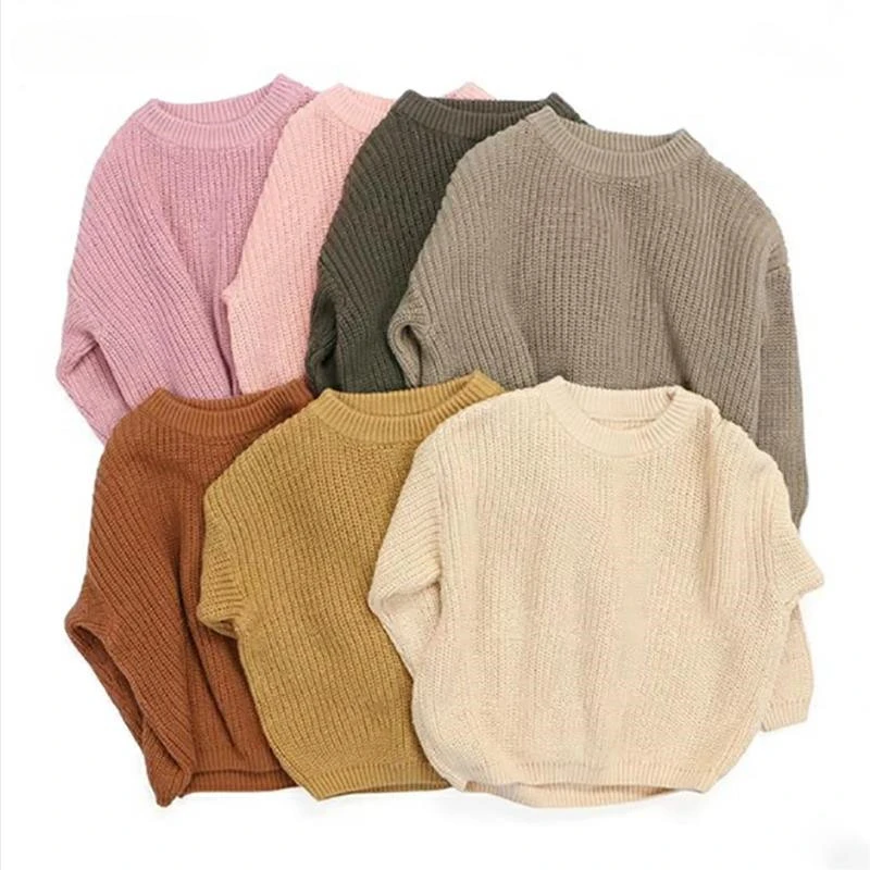 Newest Newborn Baby Girl Boy Knitted Long Sleeve Autumn Winter Sweater Solid Loose Pullover Casual Tops Kids Clothes 3M-5Y