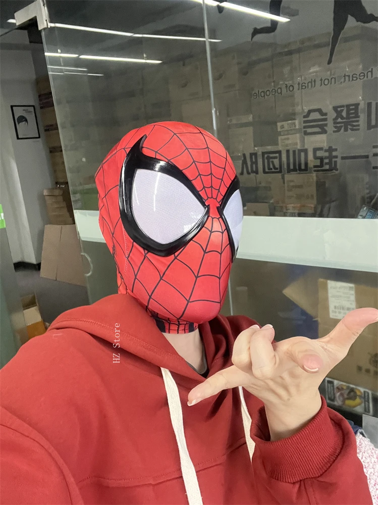 スパイダーマンマスク3D,フェイスシェルとレンズ,手作り