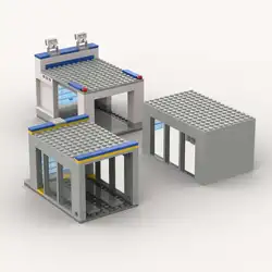 MOC Model Carage Family Garage Clear Glass Roller Door Car Barn Building Blocks Parts DIY Bricks Minifig Items Toys for Children
