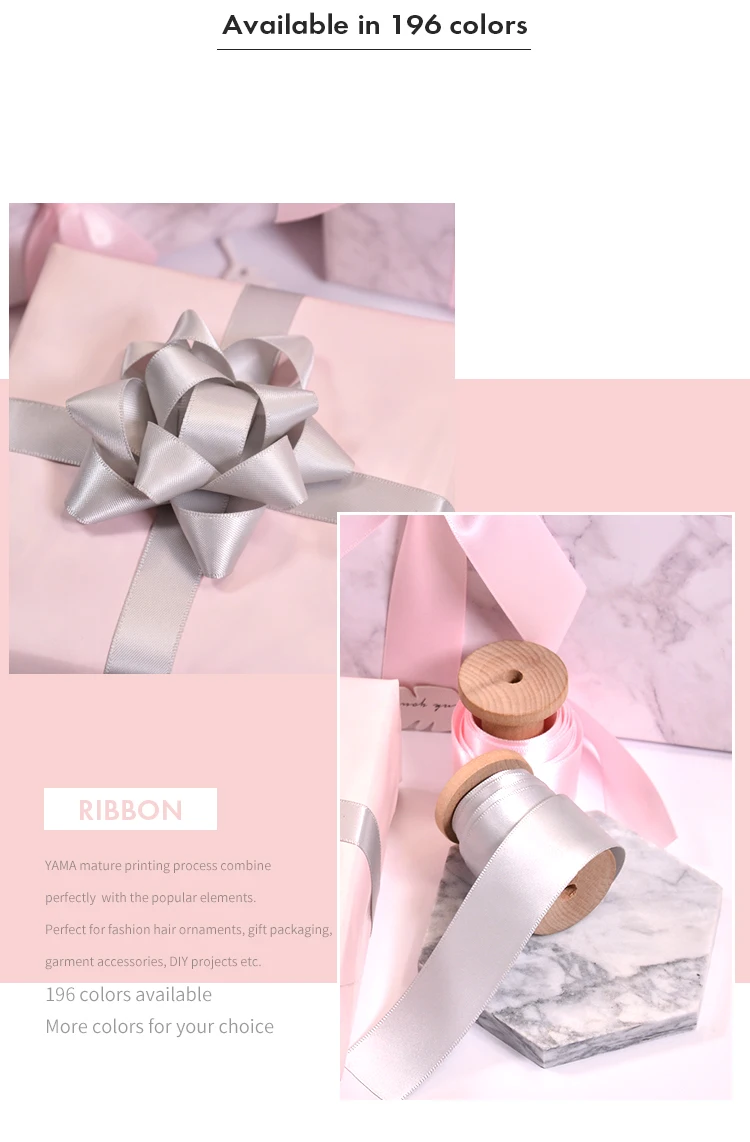 YAMA 25yards/roll Double Face Satin Ribbon 6 9 13 16 25 38 mm Solid Color Ribbons for Handmade Craft Gifts  Wedding Decoration