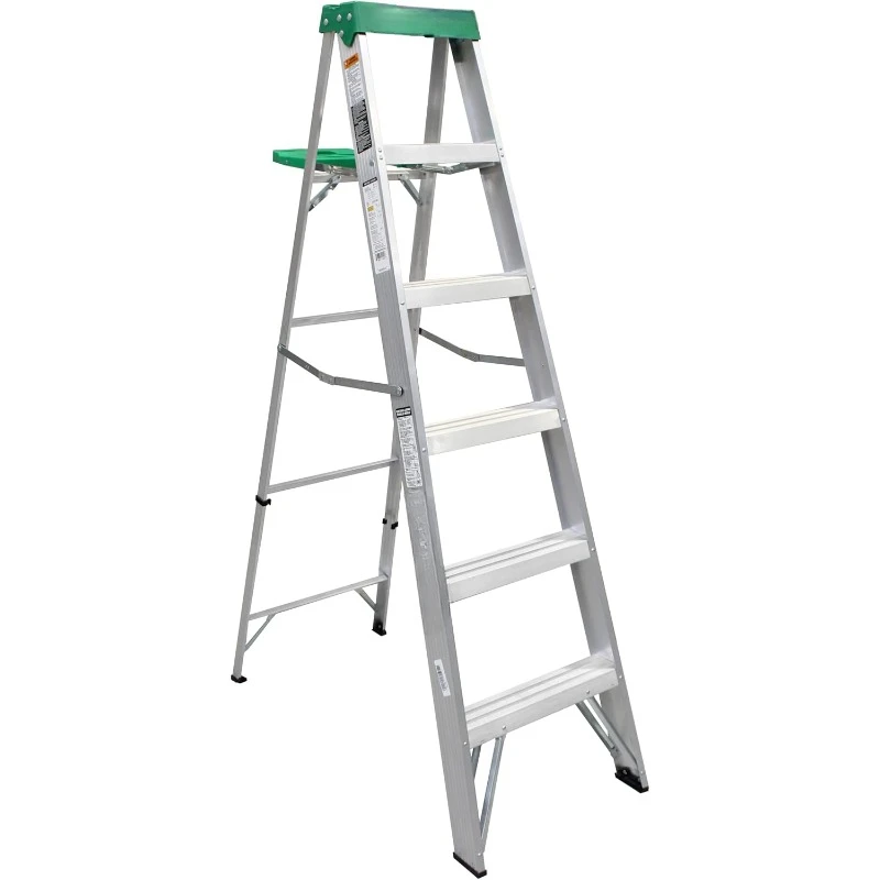 6' Aluminum Ladder with Tool Tray, 225 lb Capacity, Type II