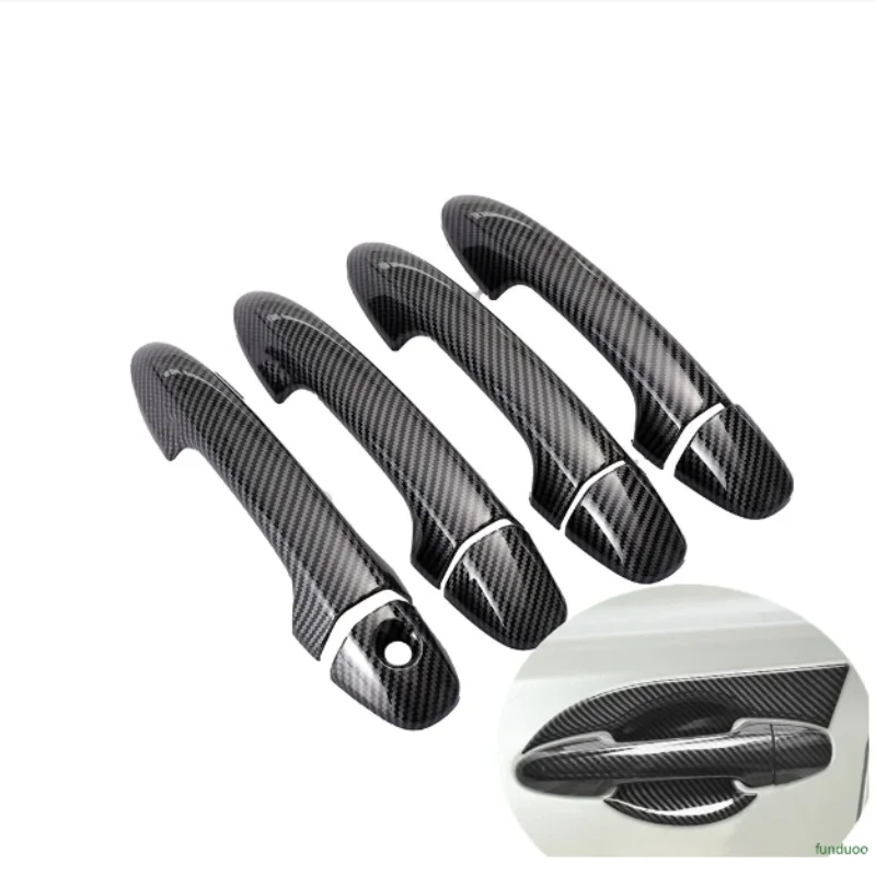 

For Toyota Yaris 2019-2022 Carbon Fiber Chrome Car Door Handle Bowl Cover Decor Trim Sticker Styling Accessories