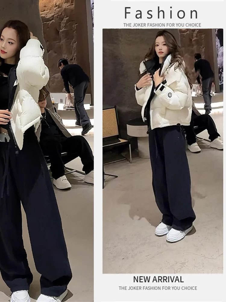 

Плюс размер корейский Sle утягивающий теплый комплект с высокой талией повседневная женская верхняя одежда и брюки комплект из двух предметов осень-зима моя