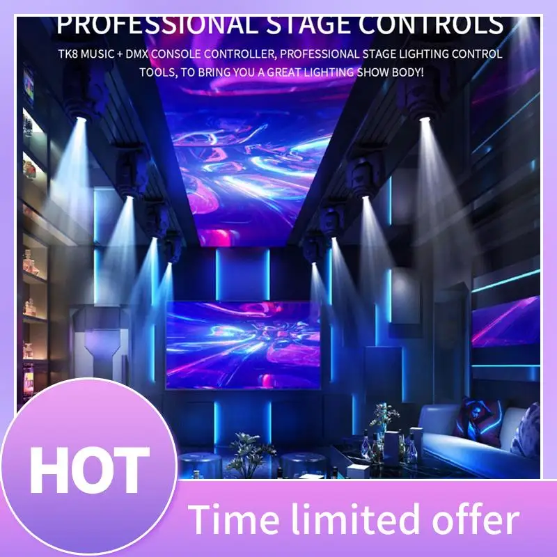 ABFN-T8K Music+DMX Console 8Channels Port With Mic In/Aux In SPI-TTL Led Strip Light Controller For WS2811 WS2812B