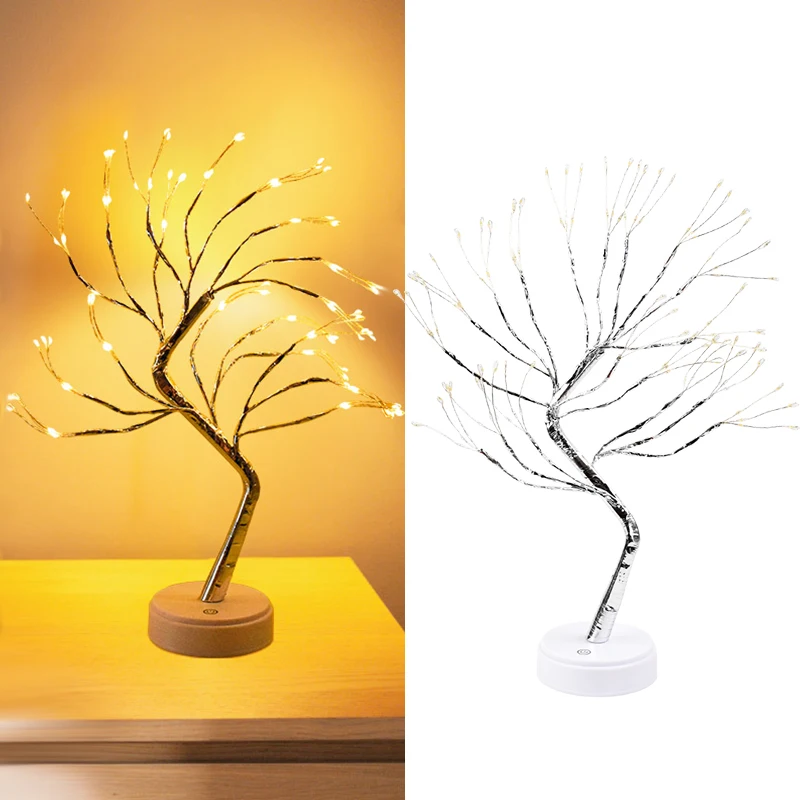 

LED Table Lamp Tree Copper Wire USB/AA Battery Powered Warm White Tree Lights Bedroom Study Decor Lighting Indoor Night Lamp