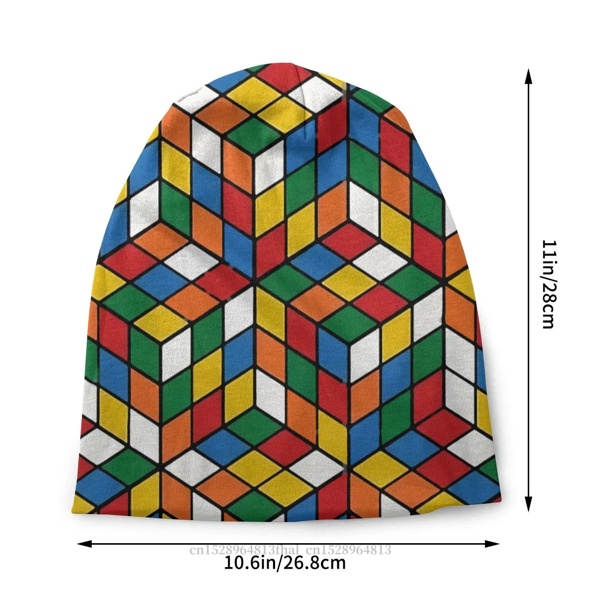 Geometric Outdoor Hats Cube Pattern Thin Hat Bonnet Hipster Skullies Beanies Caps Men Women's Earmuffs