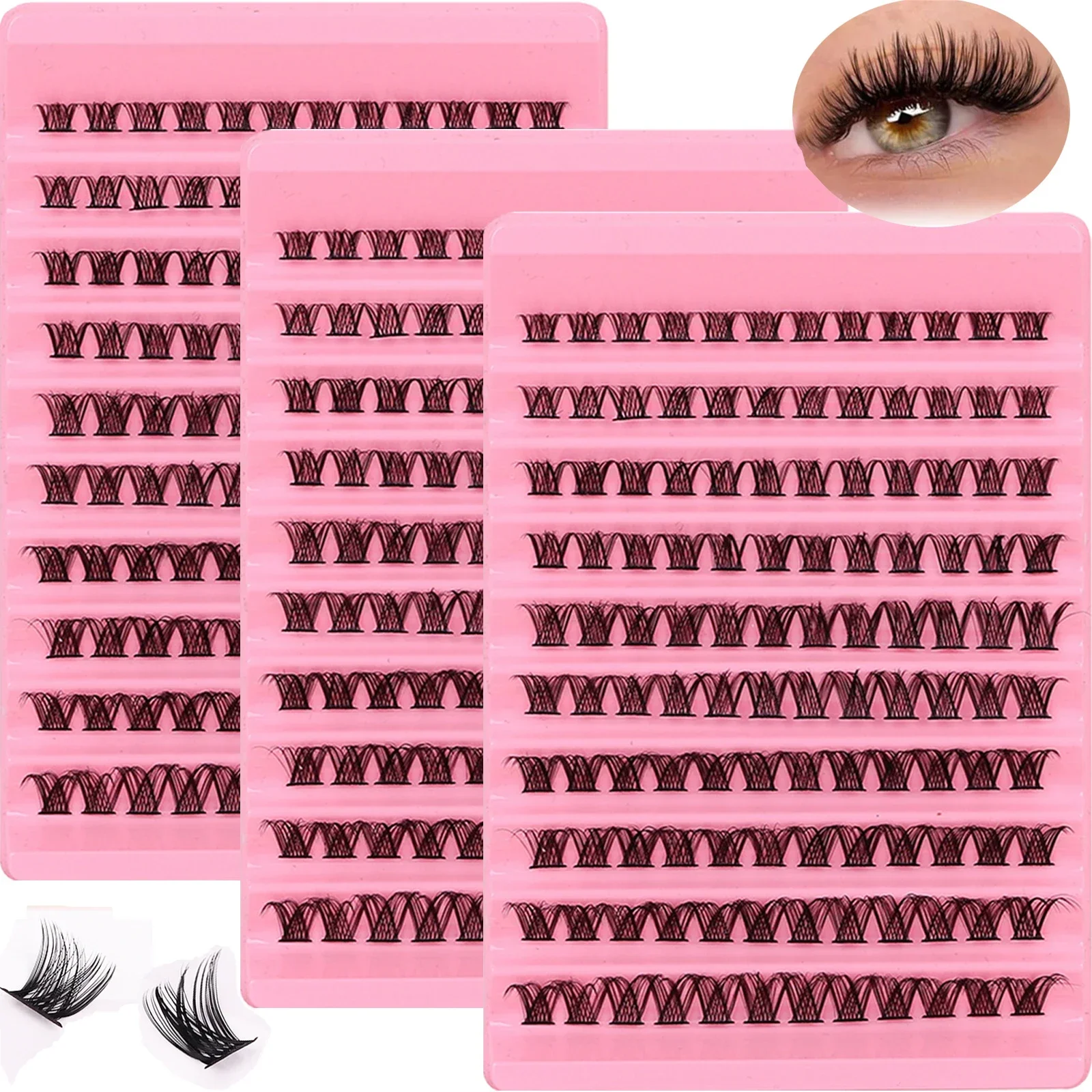 360pcs/3Pack Eyelashes Extension Cluster Lashes Individual Full Volume Lashes Natural Look 8-16MM DIY  D Curl Fake Eyelashes