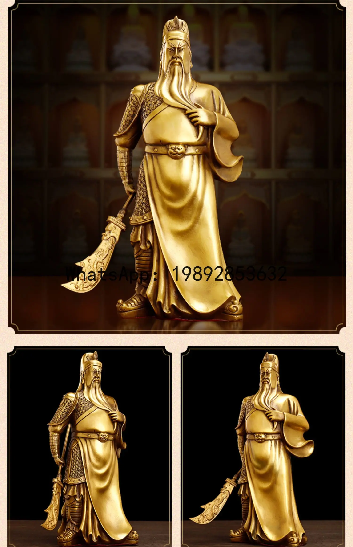 Brass Guan Gong Statue God of Wealth Guan Gong Statue God of Wealth Buddha Statue Wealth Attraction Worship Home