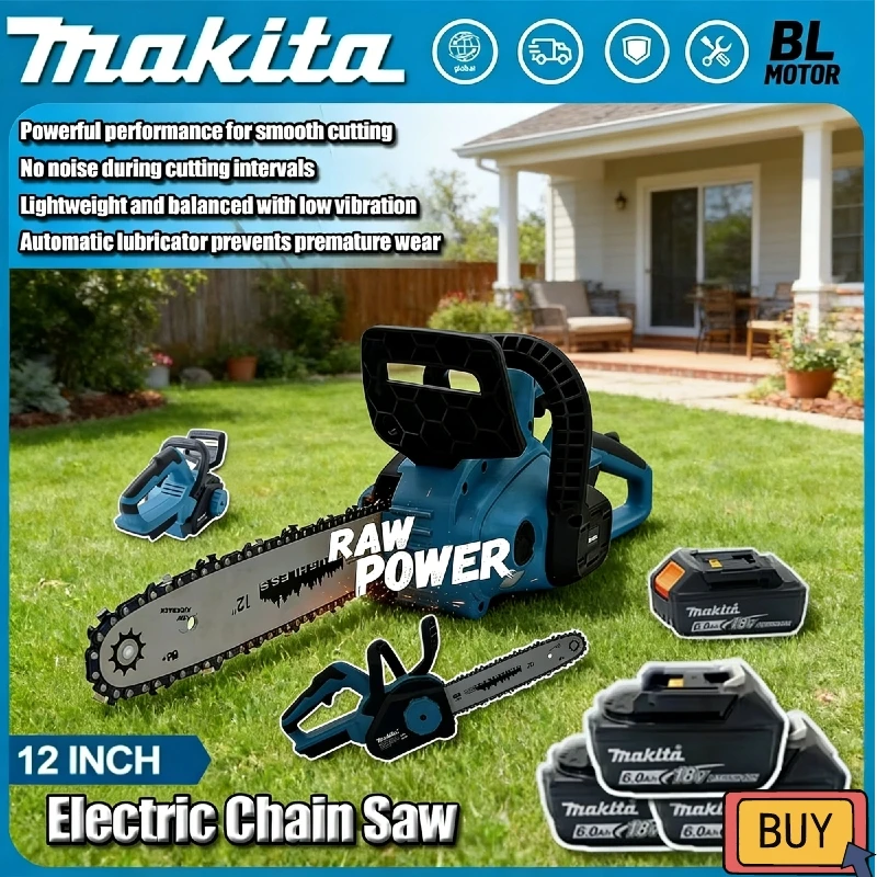 

Беспроводная цепная пила Makita с бесщеточным двигателем, 12 дюймов, для аккумуляторов 18В, с цифровым дисплеем, для обрезки деревьев и веток в саду