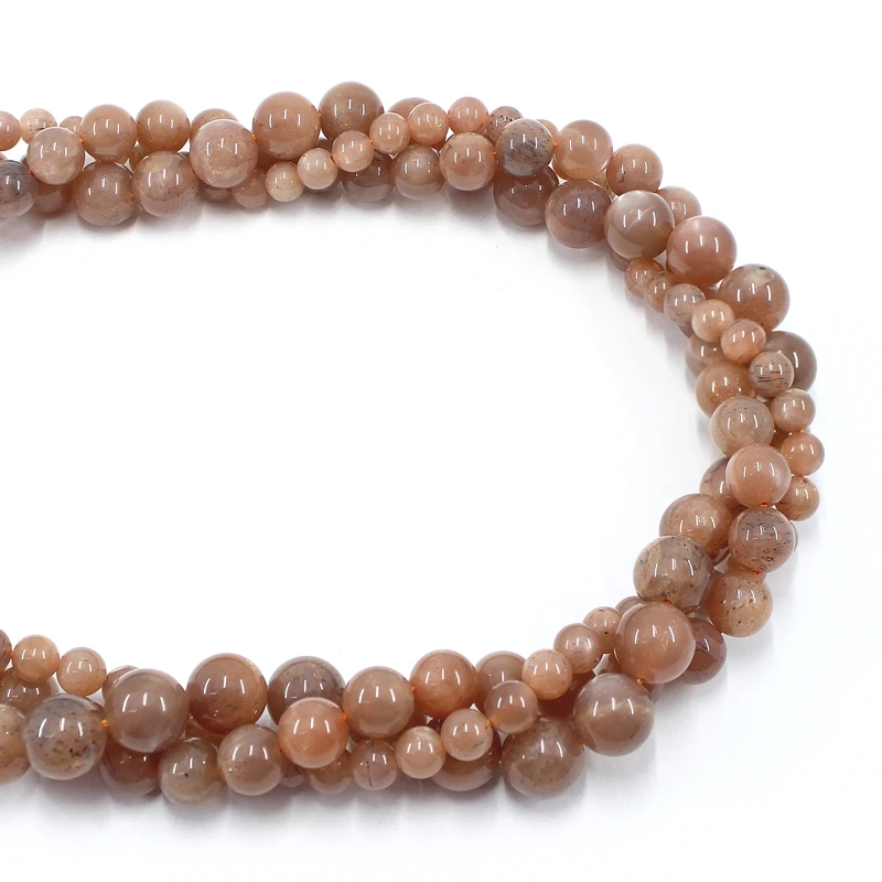 หินธรรมชาติ Sunstone 6 8 10มม.39ซม.รอบหลวม Strand หินลูกปัดสำหรับเครื่องประดับทำสร้อยคอสร้อยข้อมืออุปกรณ์เสริม