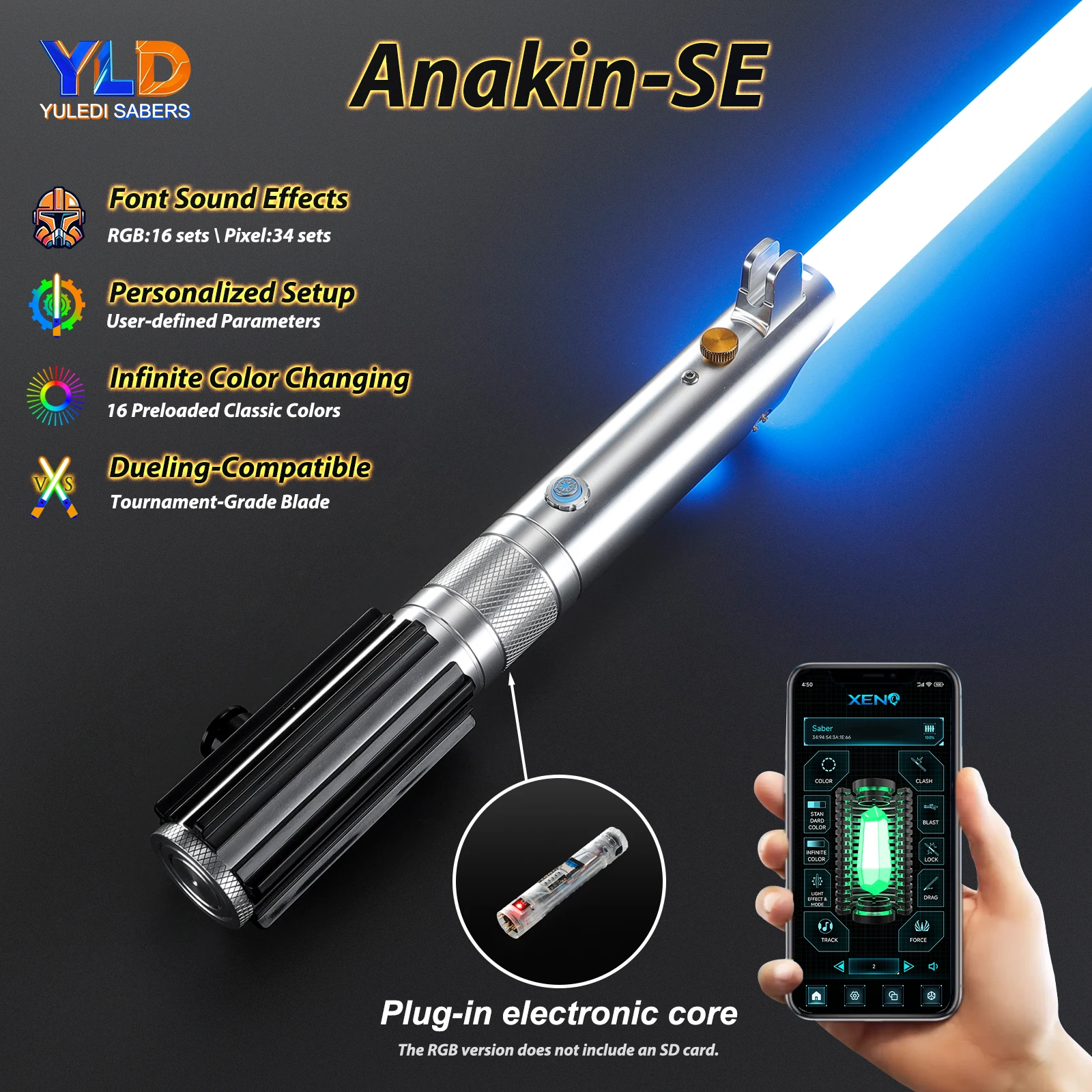 

Anakin Saber Heavy Dueling pixel Lightsaber Infinite Color Changing Light Sabers Motion Control Metal Toys with Sound Fonts