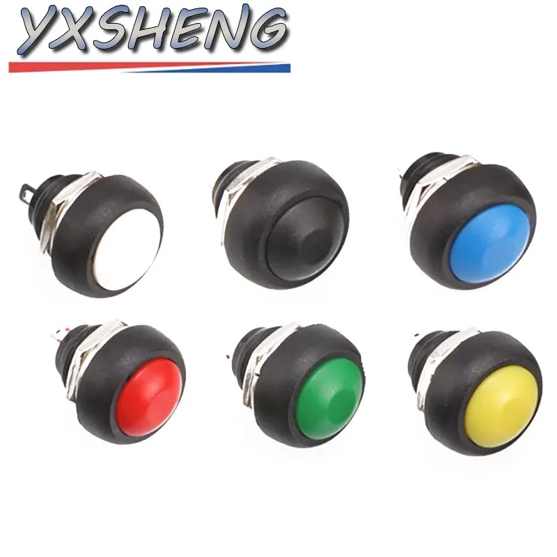 6PCS PBS-33B 2Pin Mini Switch 12mm 12V 1A Waterproof Momentary Push Button Switch Since The Reset Non-locking