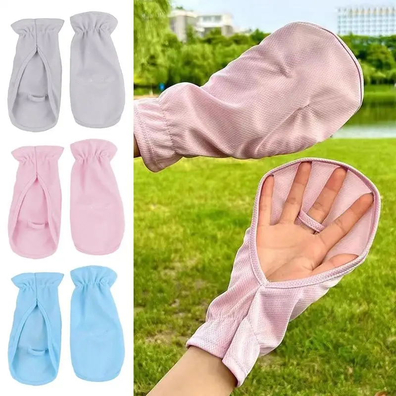 Hand Sun Protection Gloves Sun Protection Fingerless Gloves Breathable Ice Silk Sun Block Driving Gloves for Driving Fishing