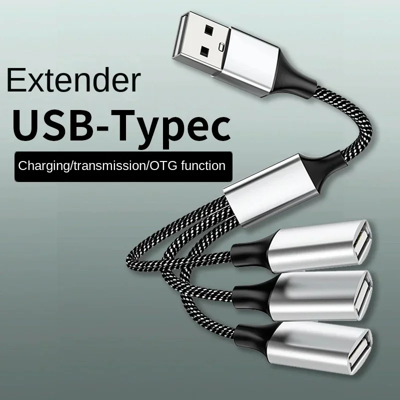 USB C para 3 HUB USB Dual Multi Splitter Adaptador, OTG para PC, superfície do portátil, acessórios de computador, USB A Extensão, Power Data, 3 em 1