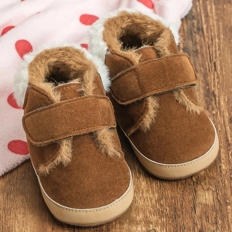 

2025 Children Winter Boots Toddler Cartoon Cotton Shoes For Baby Warm Anti-slip Soft Bottom Velcro Brown Kids Shoes