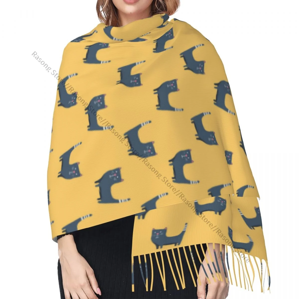 لطيف الكرتون القطط الشتاء وشاح شالات التفاف النساء الرجال الدافئة Bufanda شرابة الأوشحة